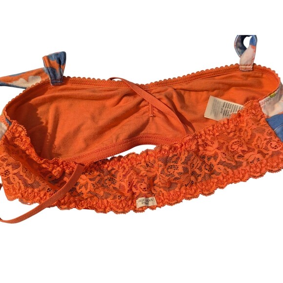 Gilly Hicks Lace Bralette Small Orange Blue Adjustable Straps Cotton Blend Sexy - Picture 8 of 9